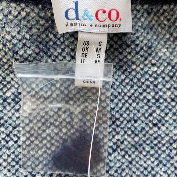 Denim & Co. Colorblock Long Cardigan Sweater Women S Blue Geometric Preppy NEW - Picture 5 of 7